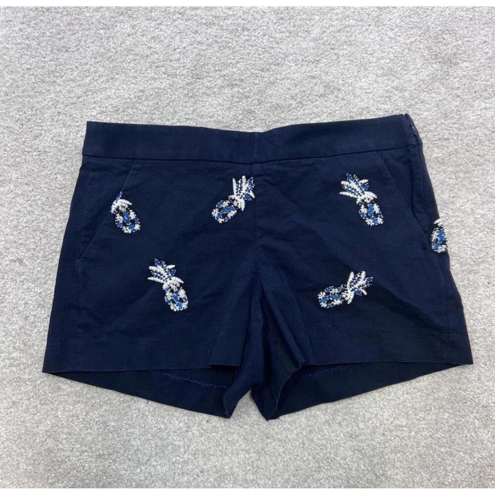 Loft Shorts Women’s Blue Pineapple Embroidered Size 6 Pockets